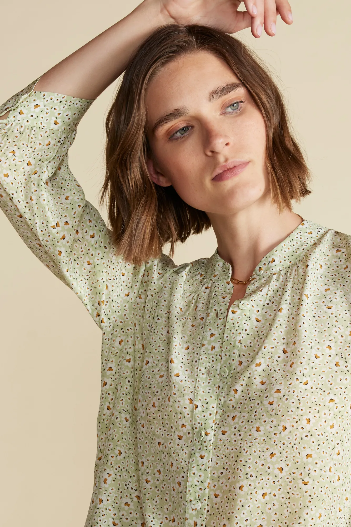 Amour Vert Charlotte Washable Silk Blouse- Tops|Clearance