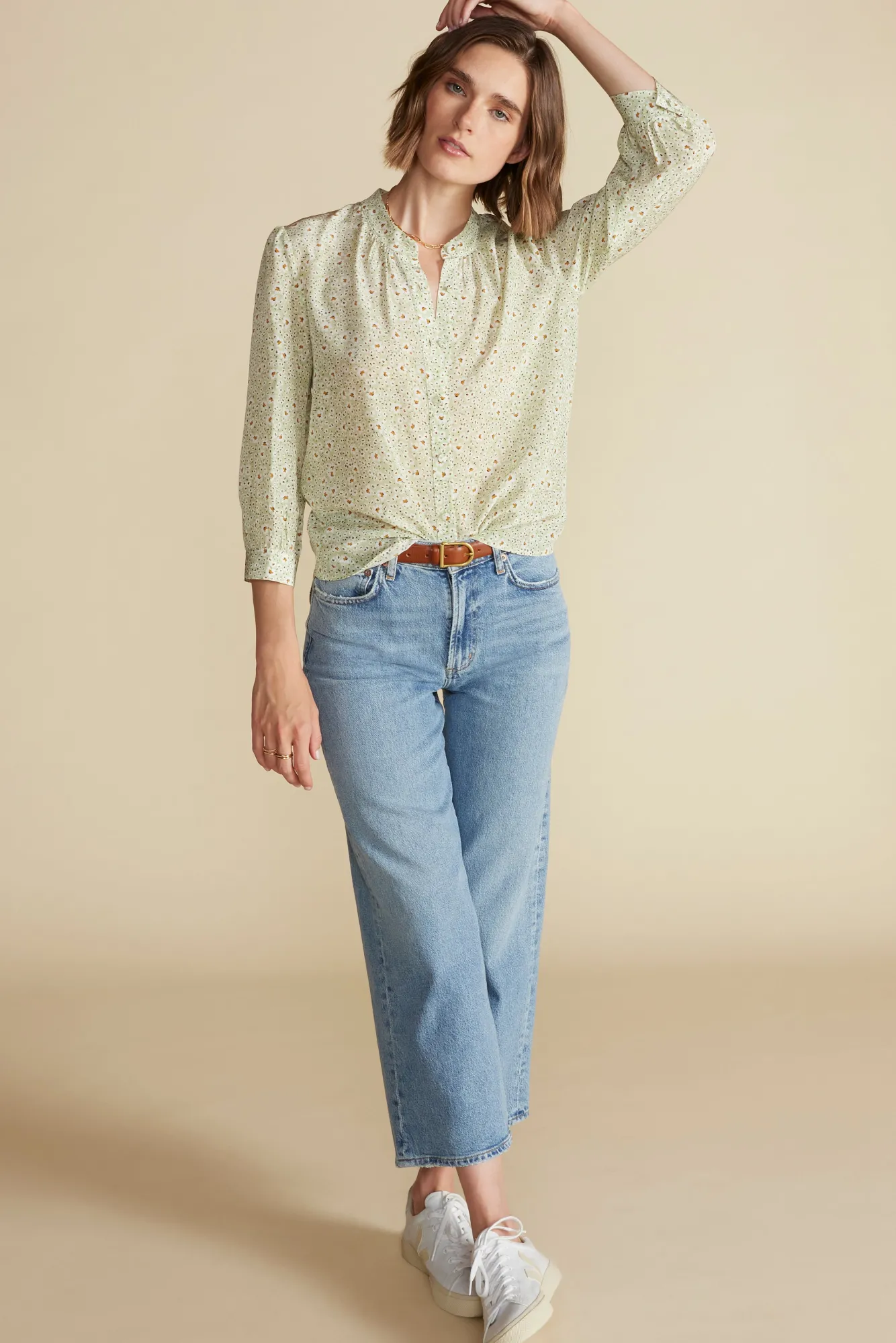 Amour Vert Charlotte Washable Silk Blouse- Tops|Clearance