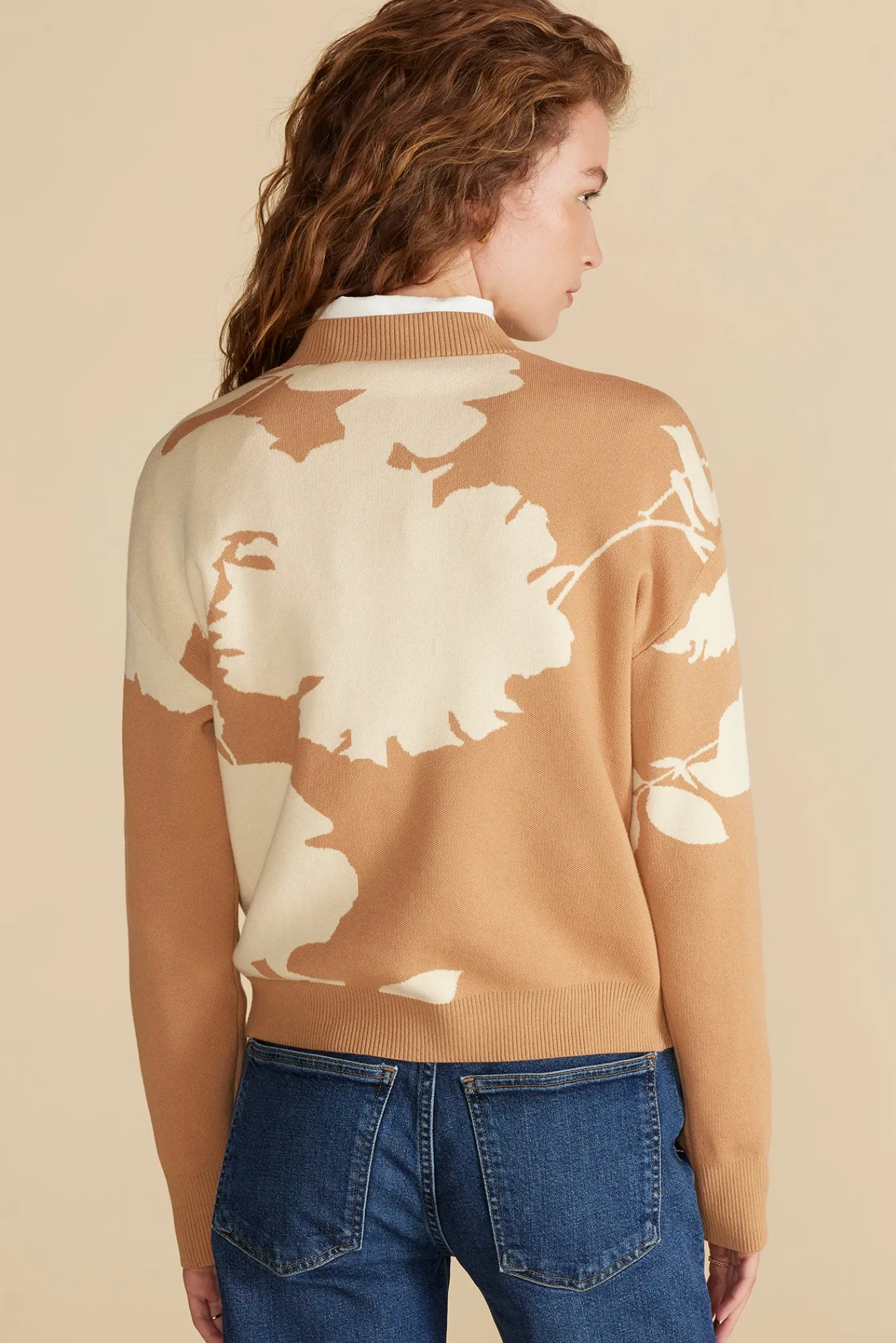 Amour Vert Martha Organic Cotton Jacquard Sweater- Sweaters & Cardigans