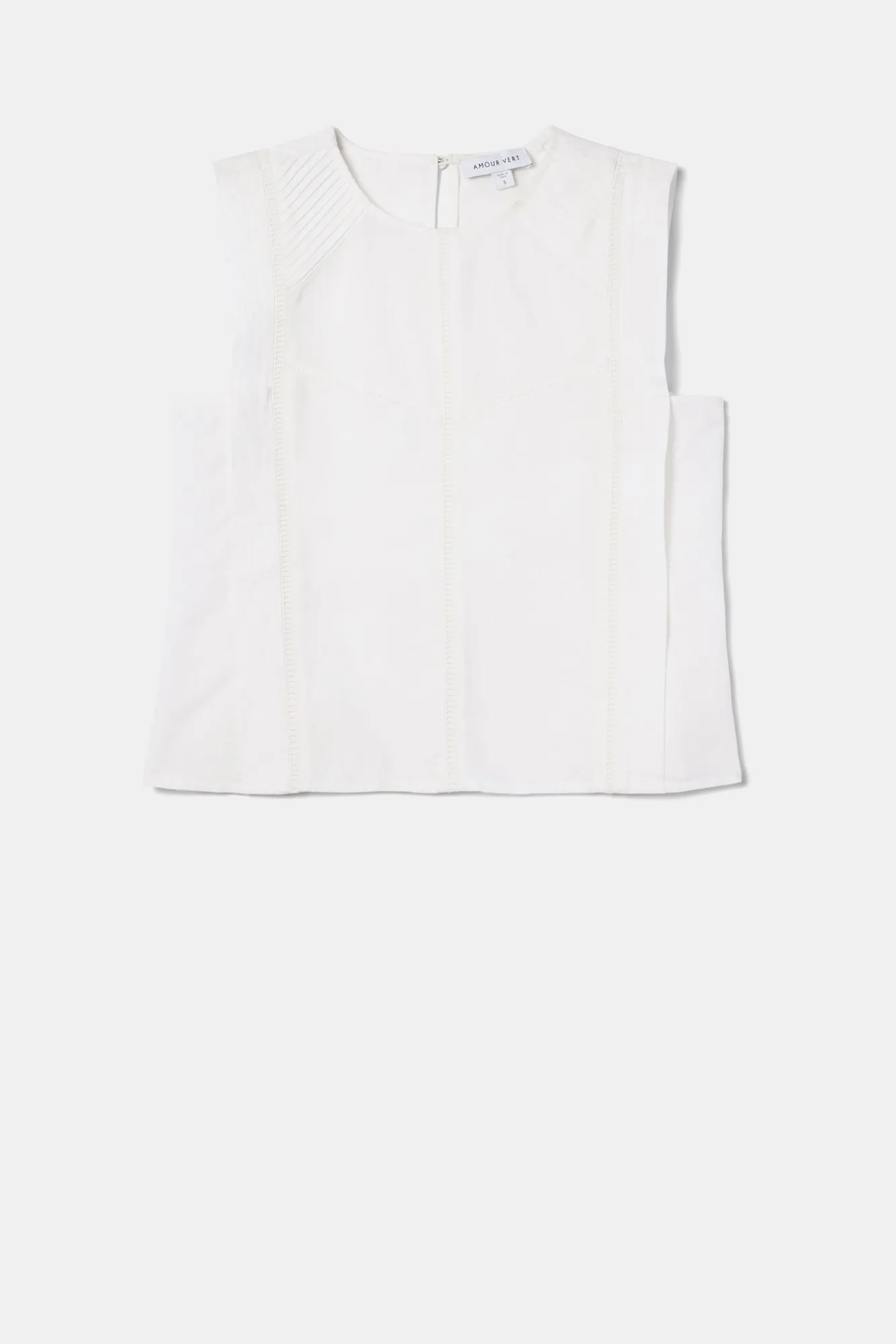 Amour Vert Detailed Cotton Linen Tank Top- Tops|Clearance