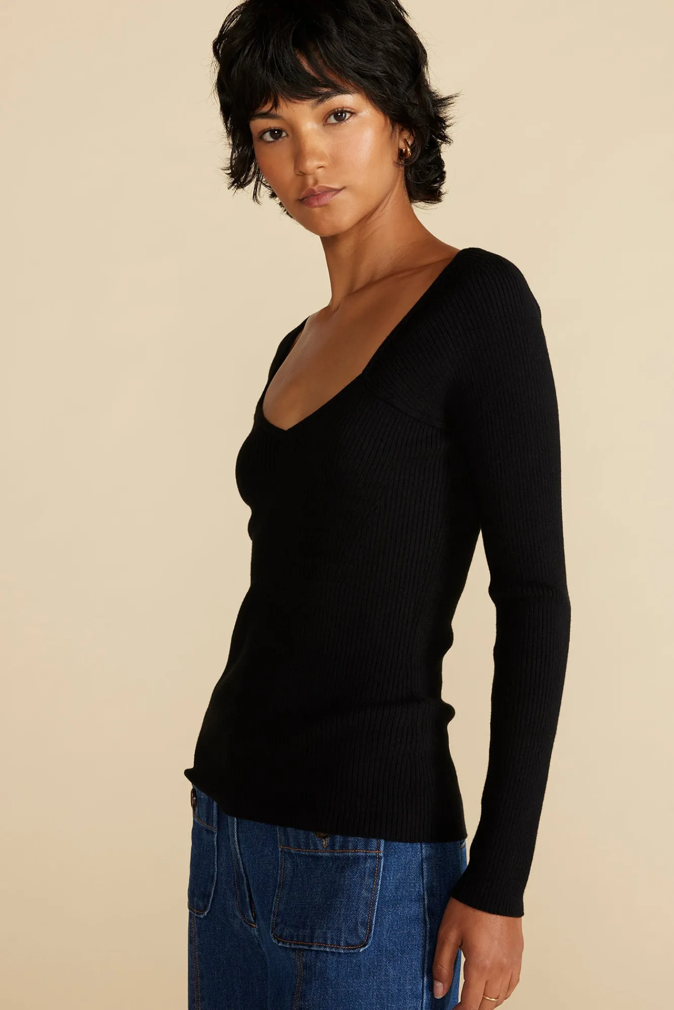 Amour Vert Maelle Square Neck Sweater- Sweaters & Cardigans|Tops