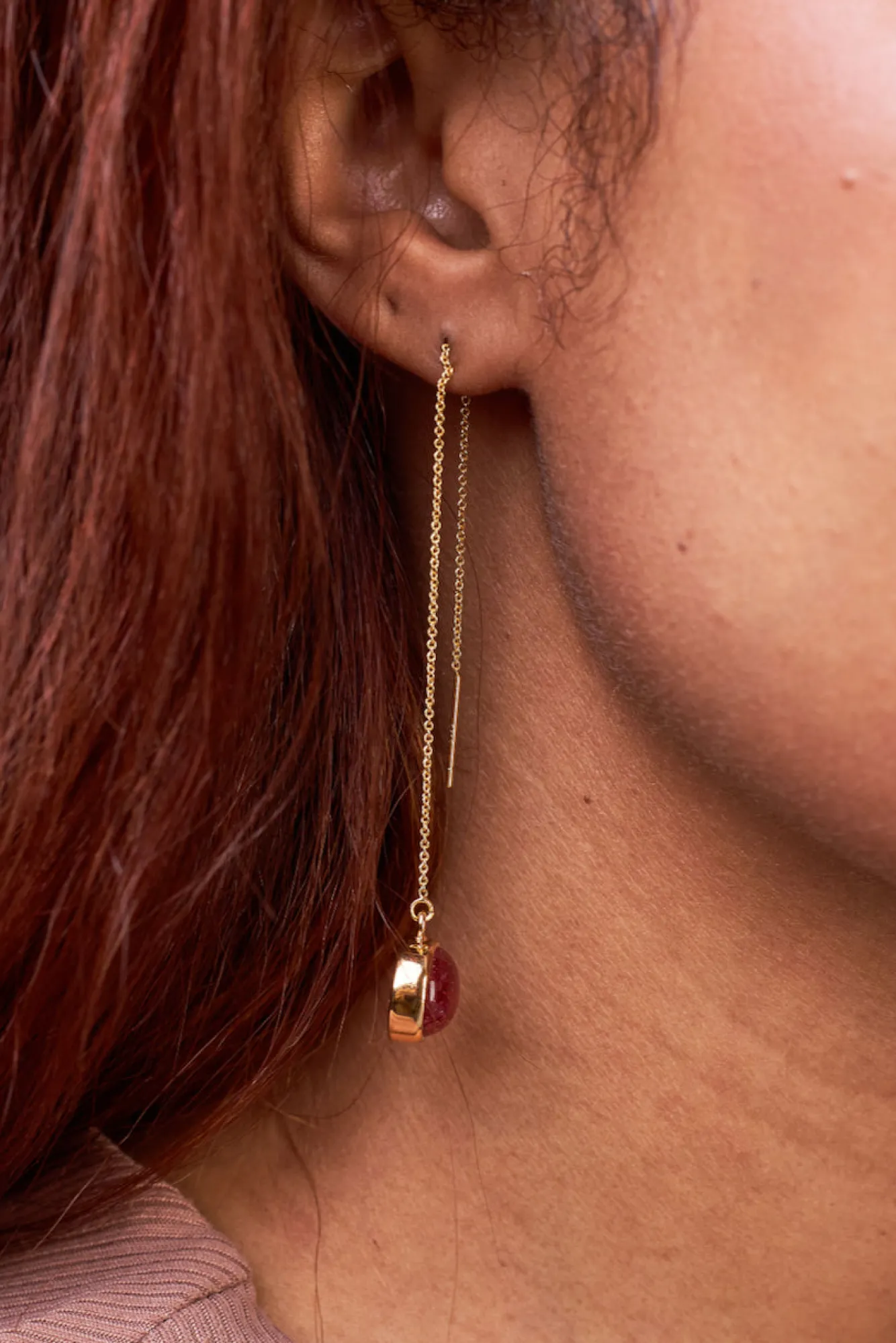 Amour Vert SOKO Umbro Chain Threader Earrings- Jewelry