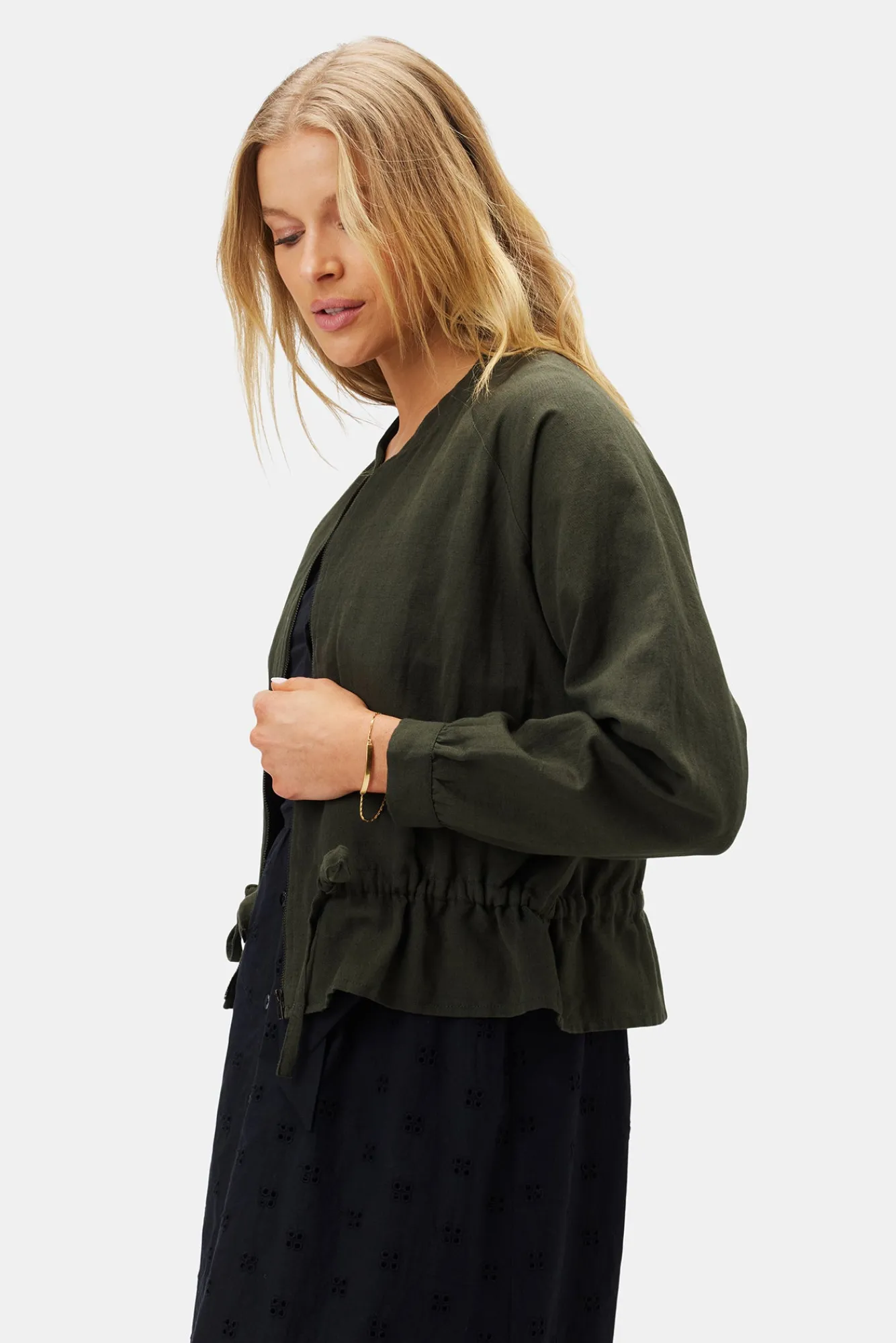 Amour Vert James Cotton Linen Bomber Jacket- Clearance