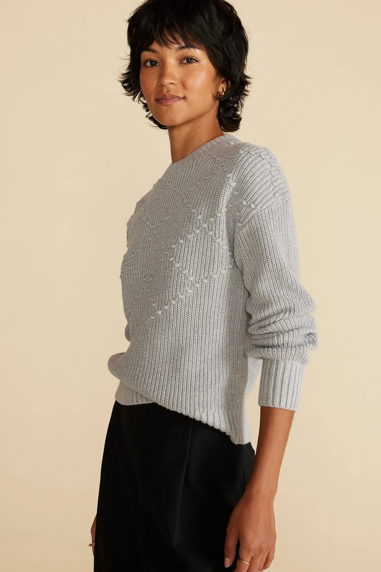 Amour Vert Madella Pom Pom Organic Cotton Sweater- Sweaters & Cardigans