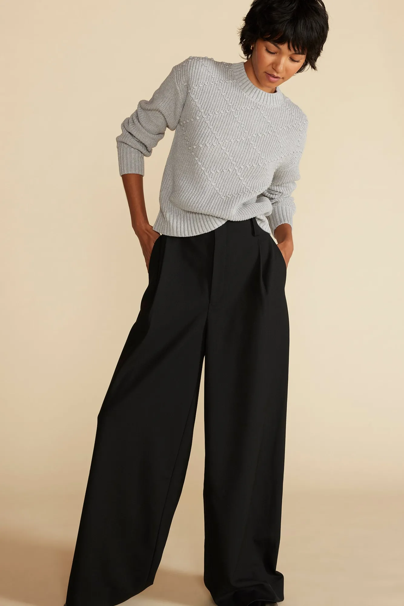 Amour Vert Madella Pom Pom Organic Cotton Sweater- Sweaters & Cardigans