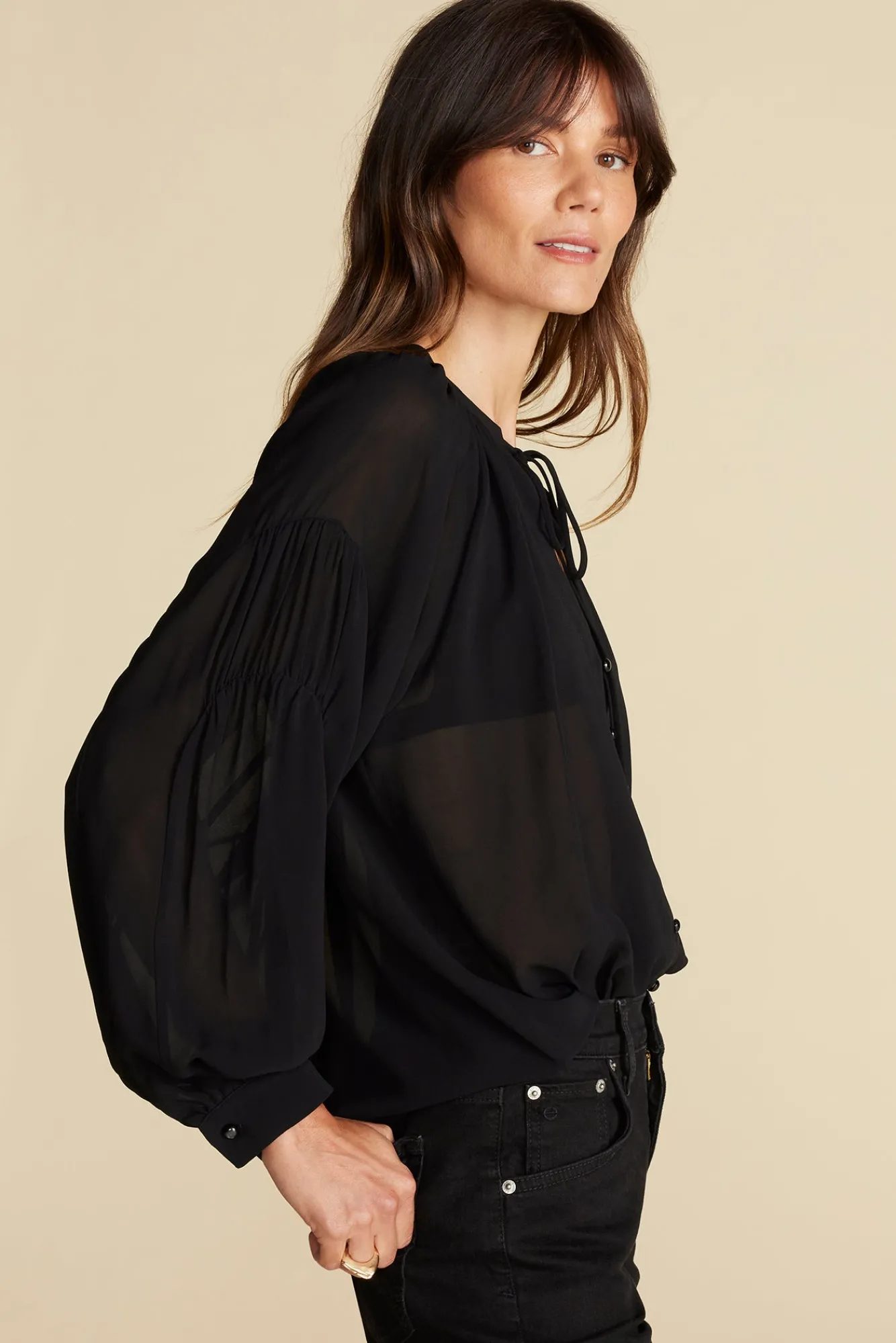 Amour Vert Aurelien Viscose Tie Blouse- Blouses & Shirts|Tops